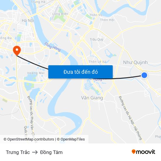 Trưng Trắc to Đồng Tâm map