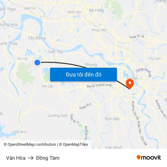 Vân Hòa to Đồng Tâm map
