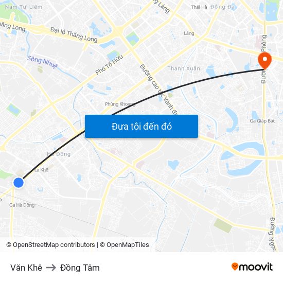 Văn Khê to Đồng Tâm map