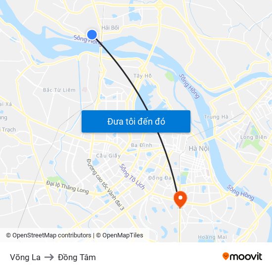 Võng La to Đồng Tâm map