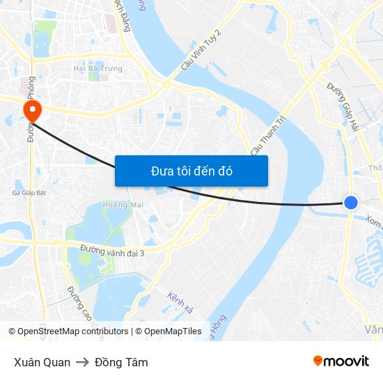 Xuân Quan to Đồng Tâm map
