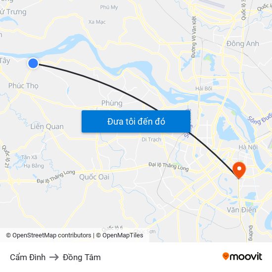 Cẩm Đình to Đồng Tâm map