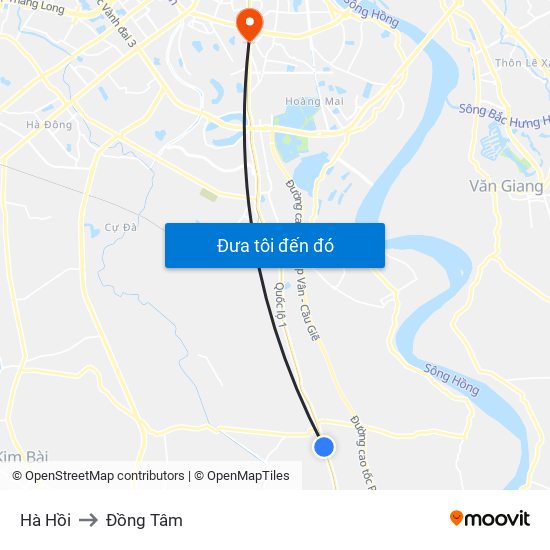 Hà Hồi to Đồng Tâm map