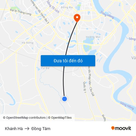 Khánh Hà to Đồng Tâm map