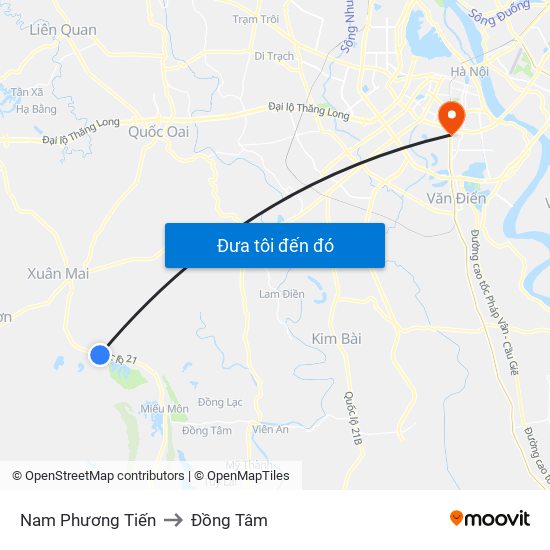 Nam Phương Tiến to Đồng Tâm map