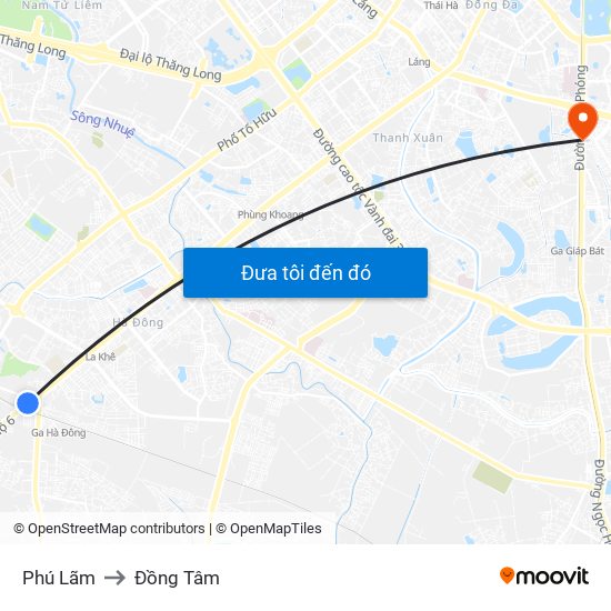 Phú Lãm to Đồng Tâm map