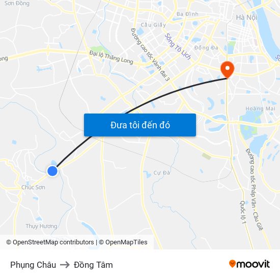 Phụng Châu to Đồng Tâm map