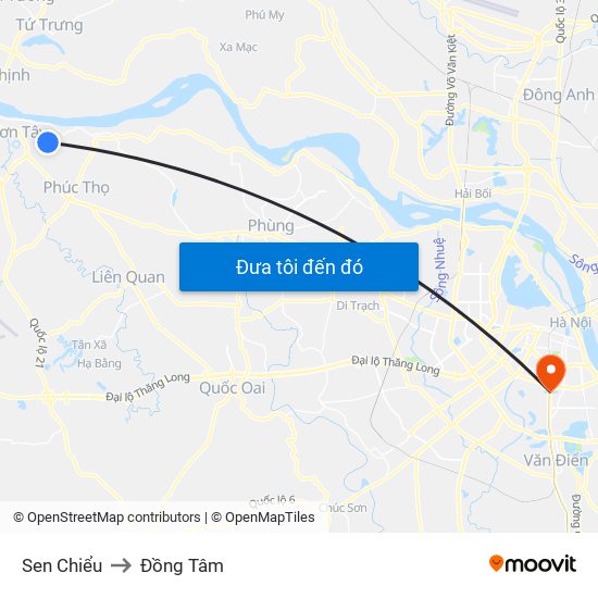 Sen Chiểu to Đồng Tâm map