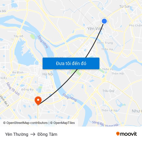 Yên Thường to Đồng Tâm map