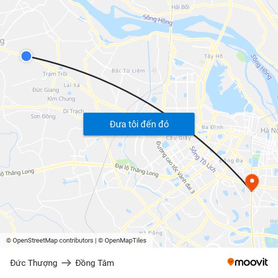 Đức Thượng to Đồng Tâm map