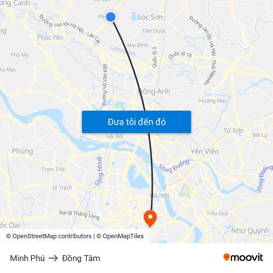 Minh Phú to Đồng Tâm map