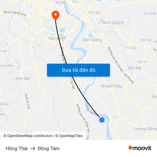 Hồng Thái to Đồng Tâm map