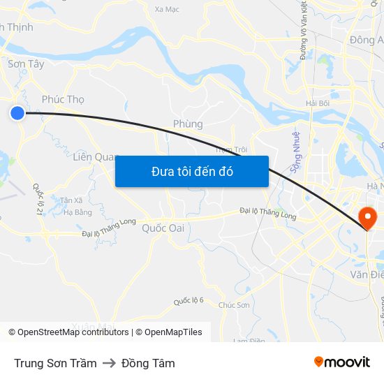 Trung Sơn Trầm to Đồng Tâm map