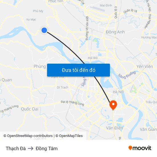 Thạch Đà to Đồng Tâm map