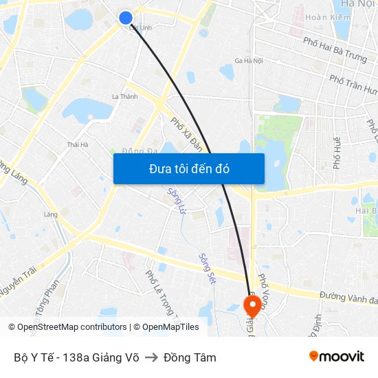 Bộ Y Tế - 138a Giảng Võ to Đồng Tâm map