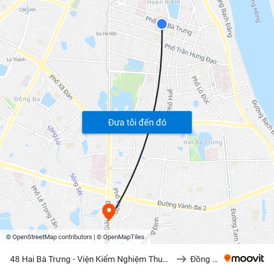 48 Hai Bà Trưng - Viện Kiểm Nghiệm Thuốc Trung Ương to Đồng Tâm map