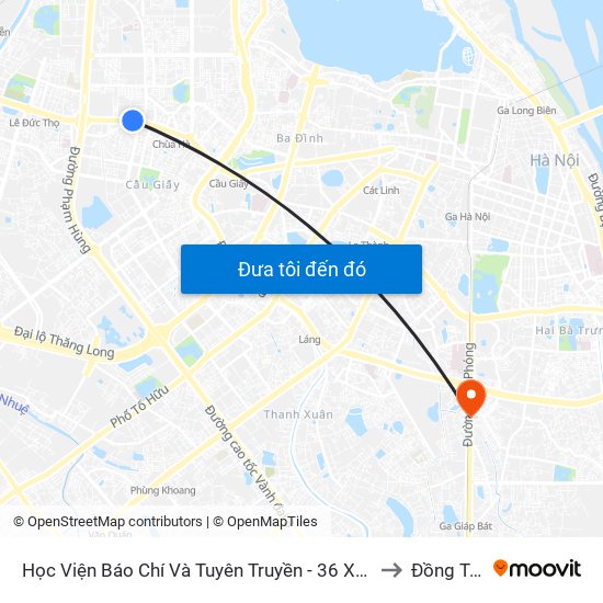 Học Viện Báo Chí Và Tuyên Truyền - 36 Xuân Thủy to Đồng Tâm map