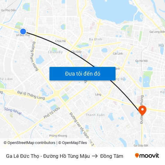 Ga Lê Đức Thọ - Đường Hồ Tùng Mậu to Đồng Tâm map