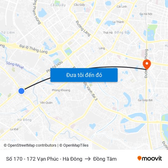 Số 170 - 172 Vạn Phúc - Hà Đông to Đồng Tâm map