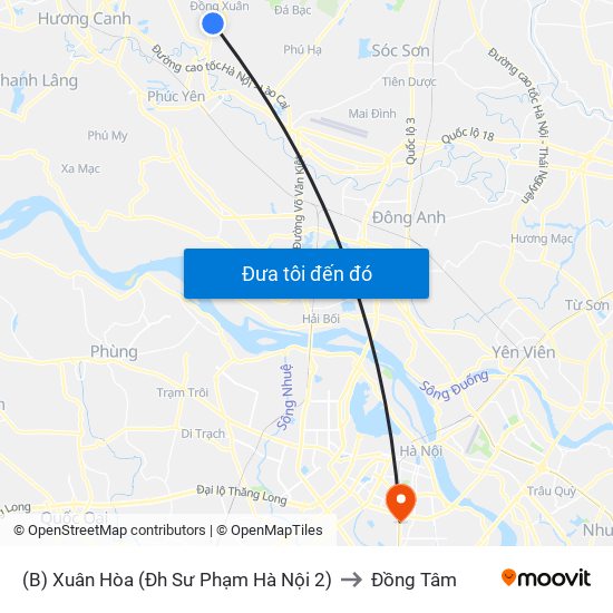 (B) Xuân Hòa (Đh Sư Phạm Hà Nội 2) to Đồng Tâm map