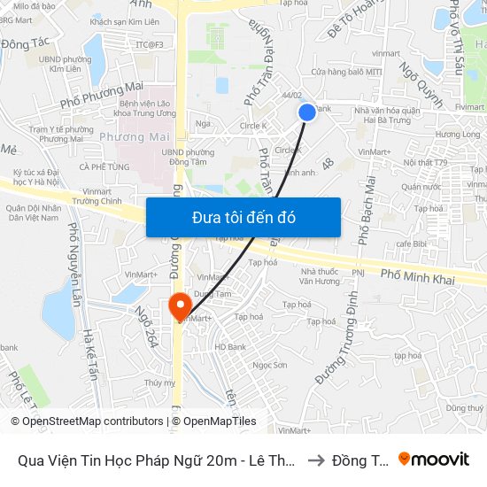 Qua Viện Tin Học Pháp Ngữ 20m - Lê Thanh Nghị to Đồng Tâm map