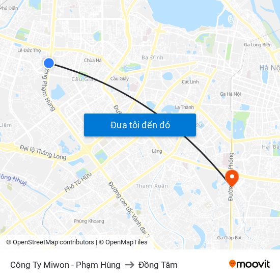 Công Ty Miwon - Phạm Hùng to Đồng Tâm map