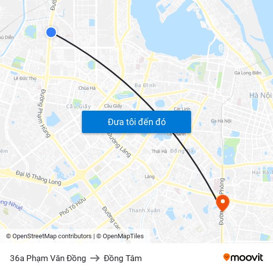 36a Phạm Văn Đồng to Đồng Tâm map