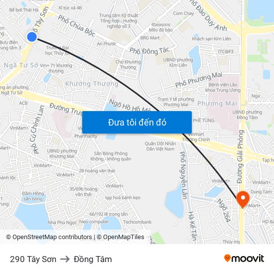 290 Tây Sơn to Đồng Tâm map