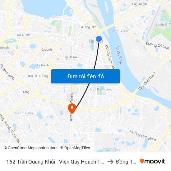 162 Trần Quang Khải - Viện Quy Hoạch Thủy Lợi to Đồng Tâm map