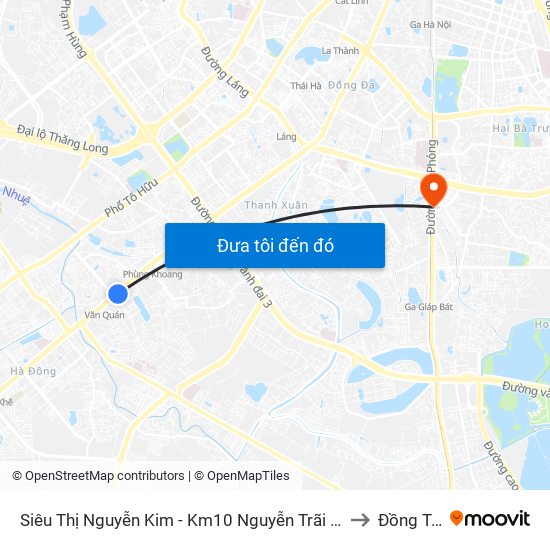 Siêu Thị Nguyễn Kim - Km10 Nguyễn Trãi (Hà Đông) to Đồng Tâm map