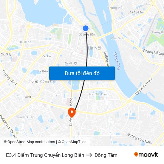 E3.4 Điểm Trung Chuyển Long Biên to Đồng Tâm map