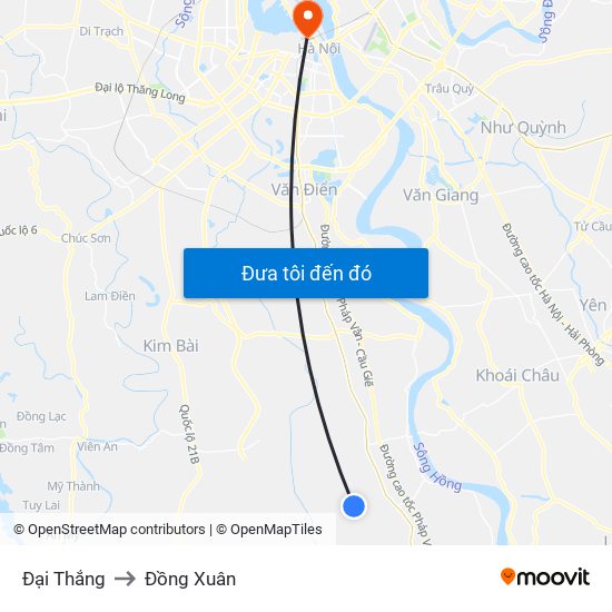 Đại Thắng to Đồng Xuân map