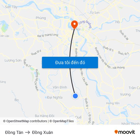 Đồng Tân to Đồng Xuân map