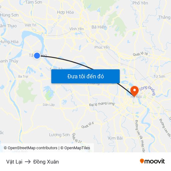 Vật Lại to Đồng Xuân map