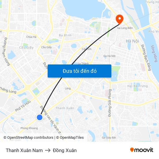 Thanh Xuân Nam to Đồng Xuân map