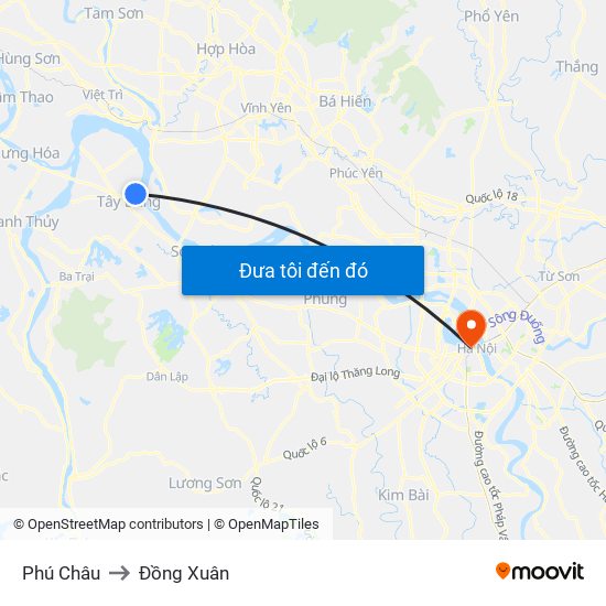 Phú Châu to Đồng Xuân map
