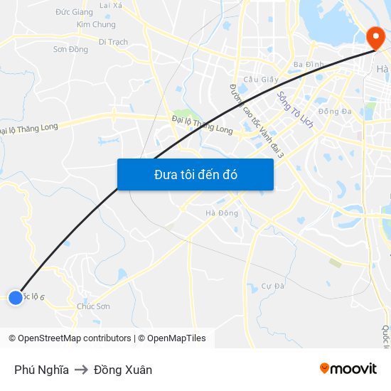 Phú Nghĩa to Đồng Xuân map
