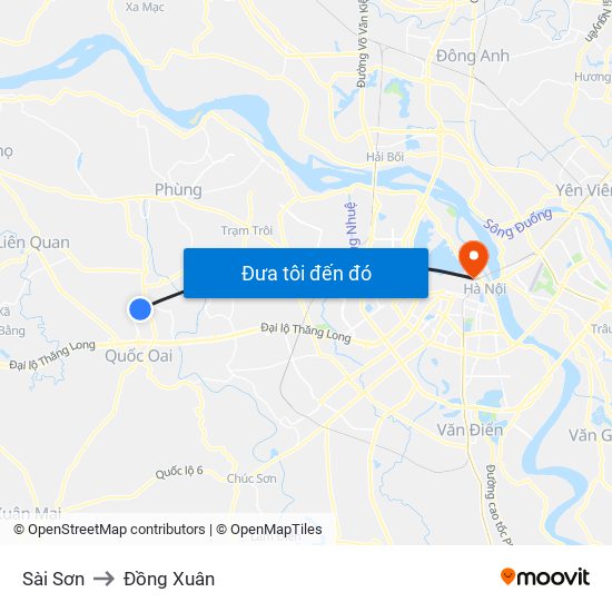 Sài Sơn to Đồng Xuân map