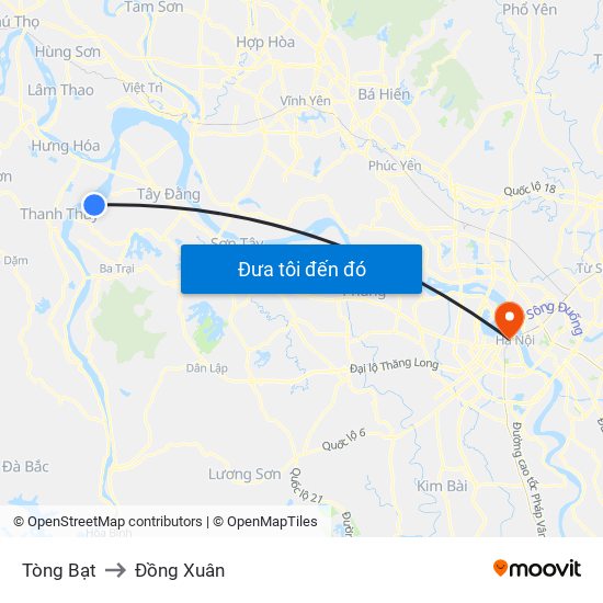 Tòng Bạt to Đồng Xuân map