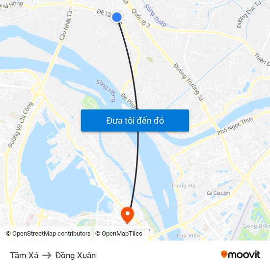 Tầm Xá to Đồng Xuân map
