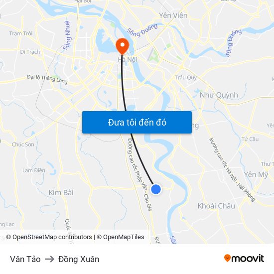 Vân Tảo to Đồng Xuân map