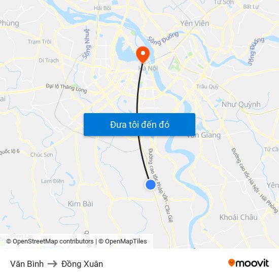 Văn Bình to Đồng Xuân map