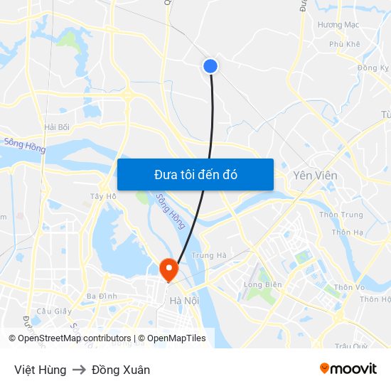 Việt Hùng to Đồng Xuân map