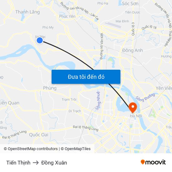 Tiến Thịnh to Đồng Xuân map
