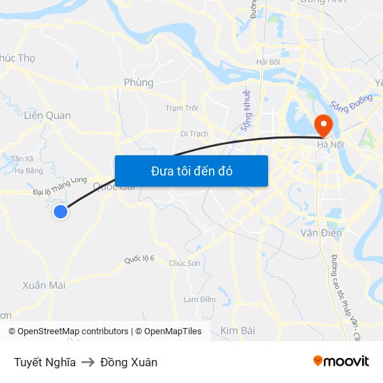 Tuyết Nghĩa to Đồng Xuân map