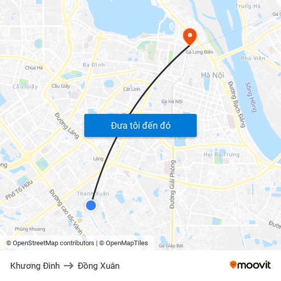 Khương Đình to Đồng Xuân map