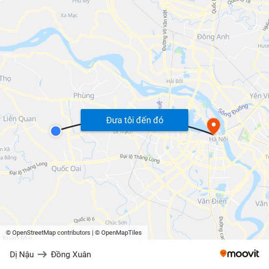 Dị Nậu to Đồng Xuân map