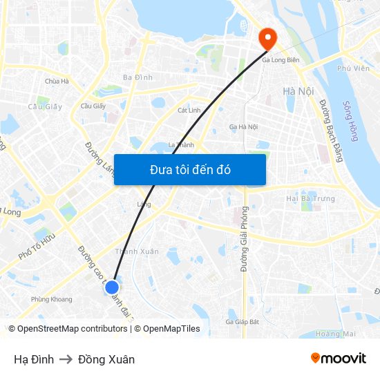 Hạ Đình to Đồng Xuân map