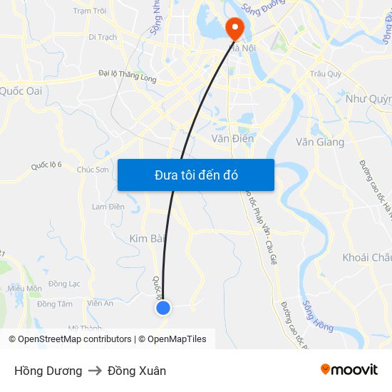 Hồng Dương to Đồng Xuân map