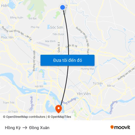 Hồng Kỳ to Đồng Xuân map